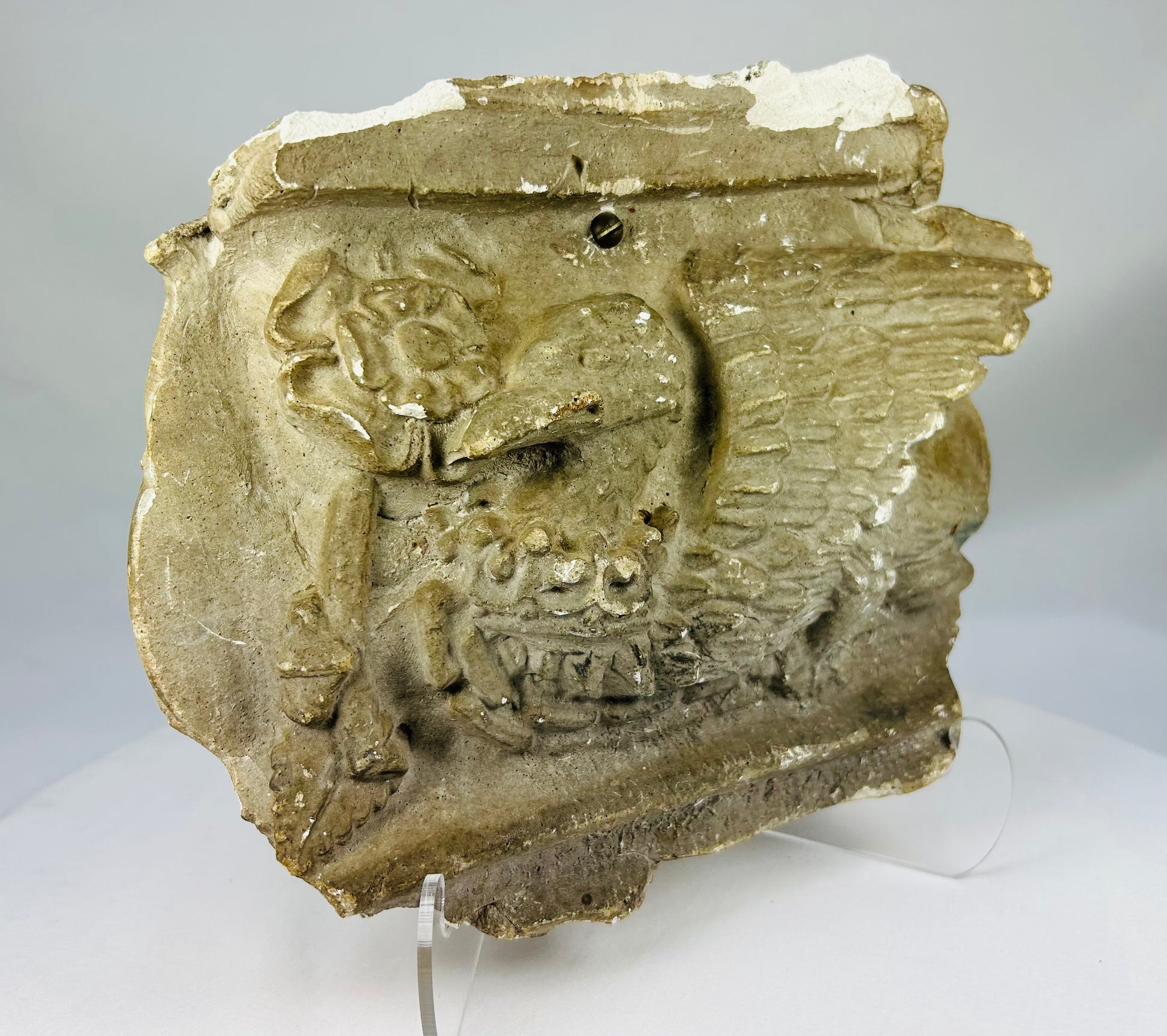 Early Westminster coronation commemorative plaster griffin relief with original backing