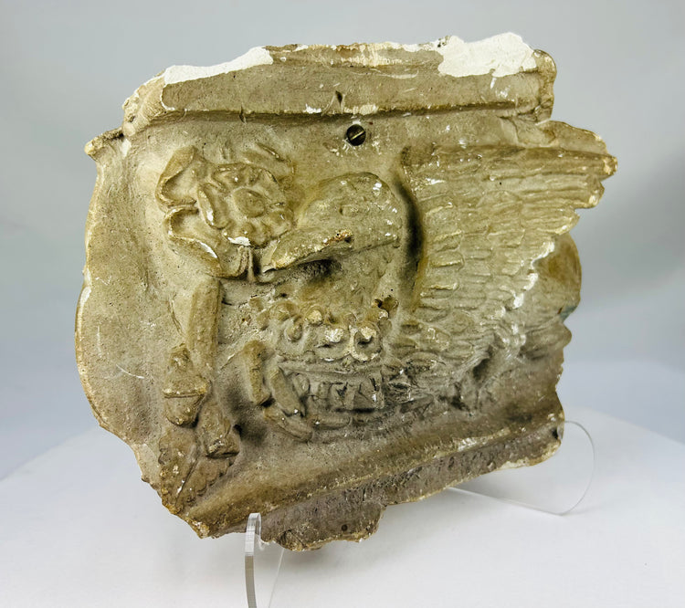 Early Westminster coronation commemorative plaster griffin relief with original backing
