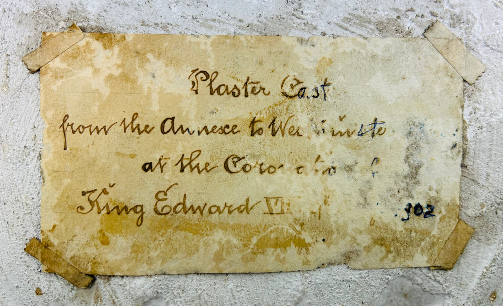 Rare plaster griffin relief from early 1900s with original gauze backing and aged surface wear