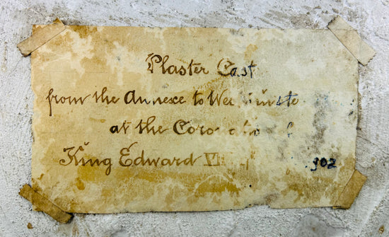 Rare plaster griffin relief from early 1900s with original gauze backing and aged surface wear