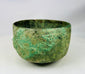 Authentic ancient Luristan cast bronze bowl showing green and blue patina encrustation