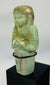 26th Dynasty ushabti with preserved glaze, painted details, and missing lower portion
