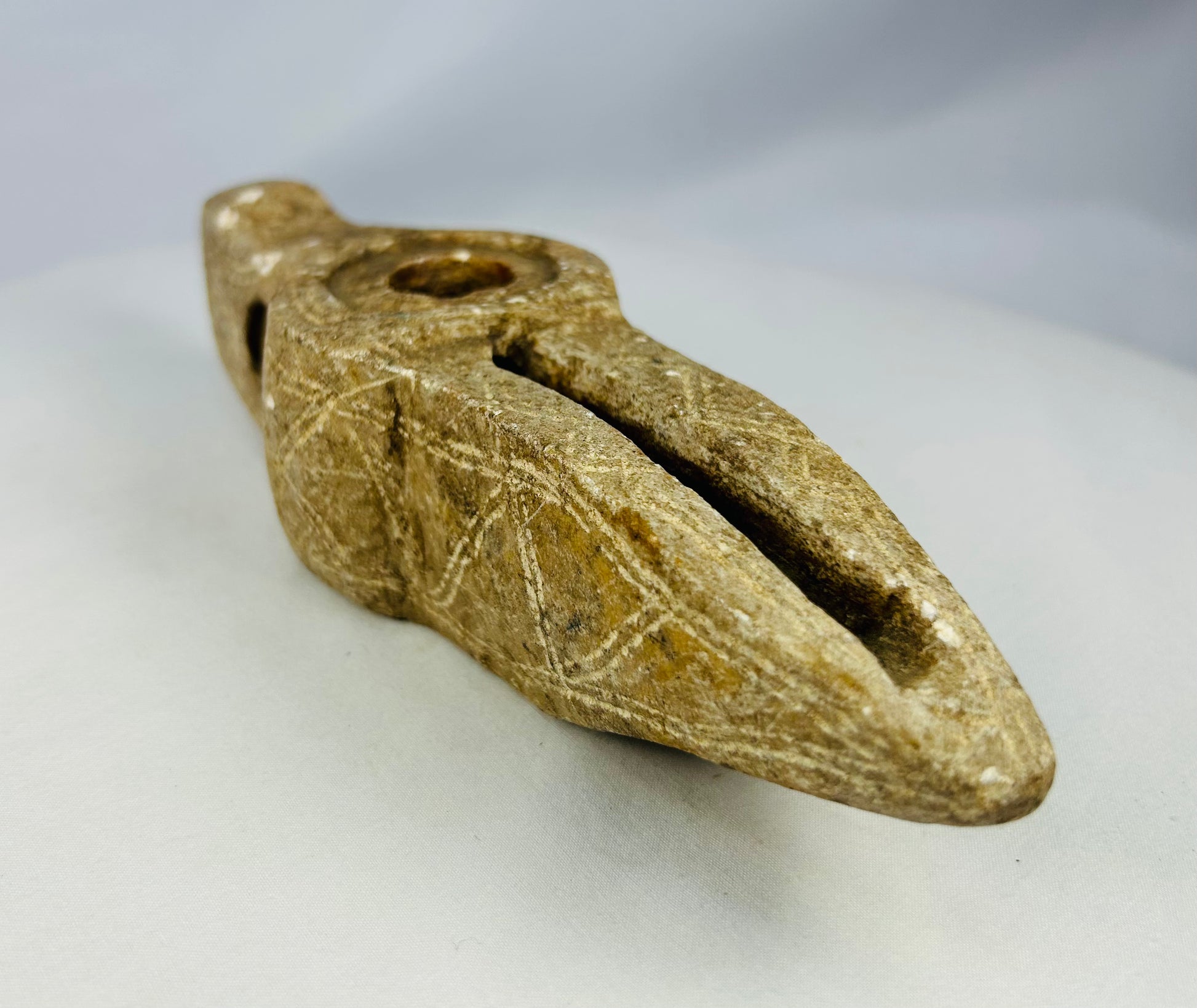 Authentic Islamic stone lamp from 10th–14th century with patina