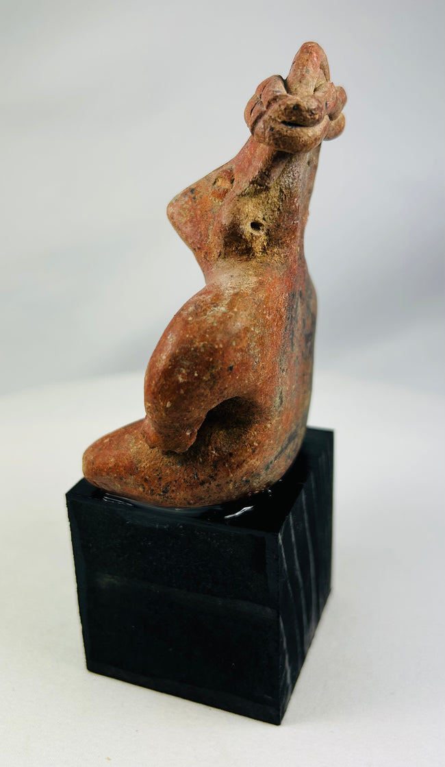 Ancient West Mexico artifact with mineral deposits and burial patina