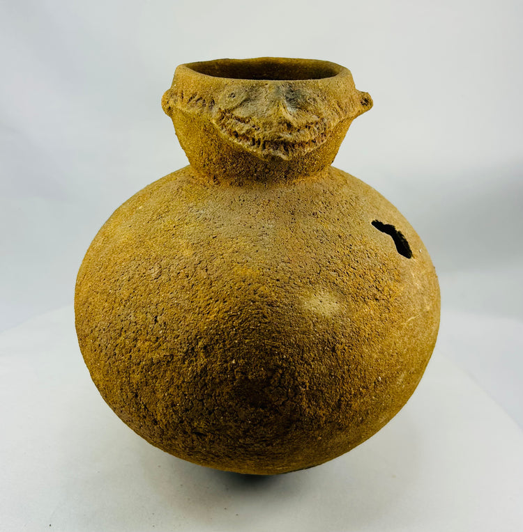 Ancient West Africa crocodile effigy ritual vessel with weathered surface