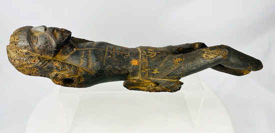 Antique Spanish Colonial religious sculpture with traces of original polychrome