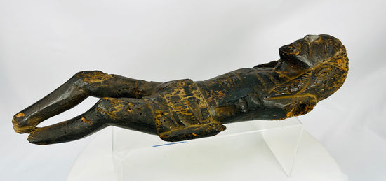 Weathered 16th century wooden Christ figure with expressive carved features