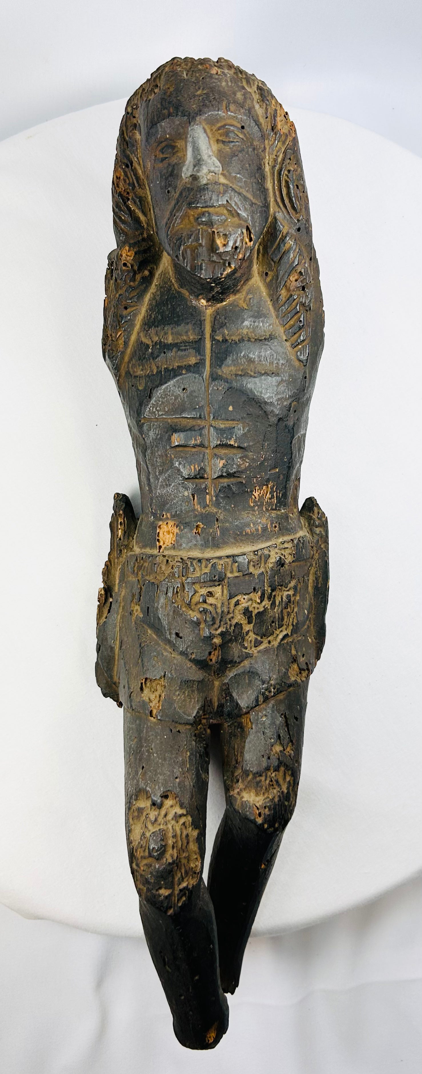 Authentic Spanish Colonial religious artifact with original surface remnants