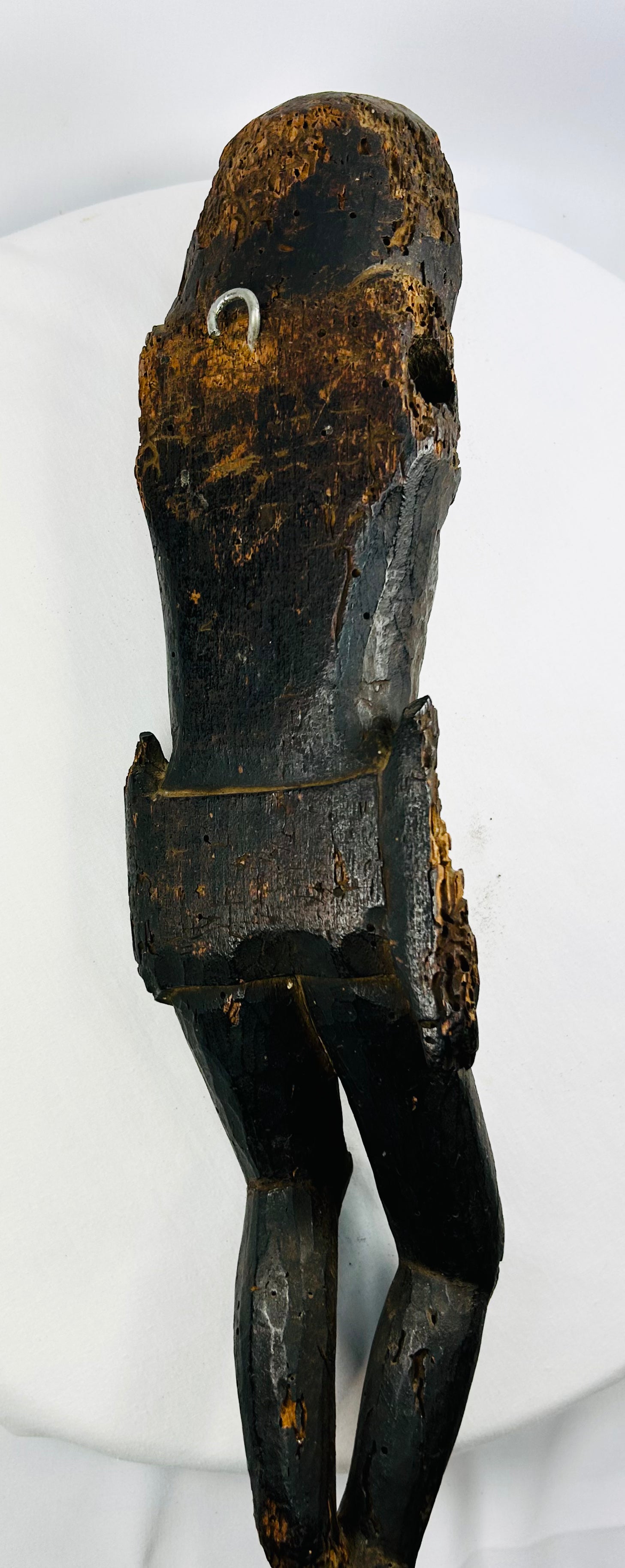 Dramatically aged 16th century wooden Christ figure used in early missionary worship