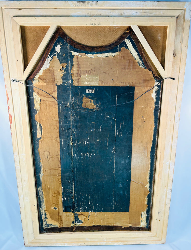 18th century Italian religious artwork with expressive figures and gilt frame