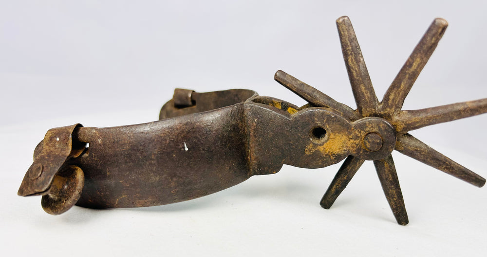 Mexican horsemanship Charro spurs featuring large eight-point star rowels