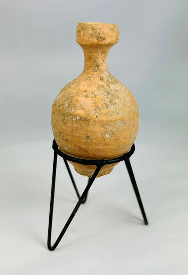 Ancient Roman personal-use oil jar with rounded body and short neck