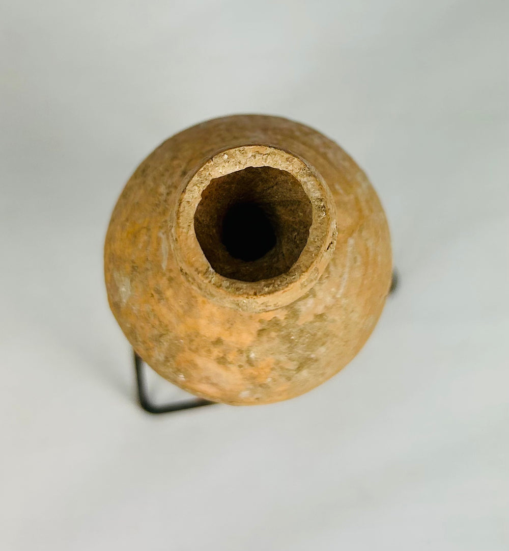 Roman Empire terracotta grooming and ritual oil container, intact and authentic