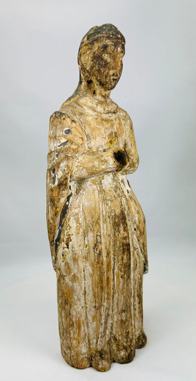 Museum-quality 18th-century Santos devotional carving with strong spiritual character