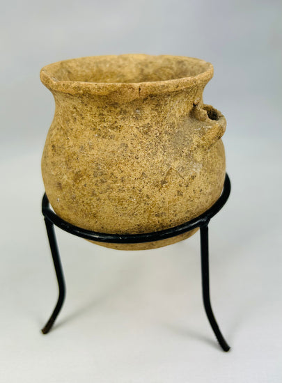 Ancient Roman clay vessel used for daily domestic life, well preserved with natural aging