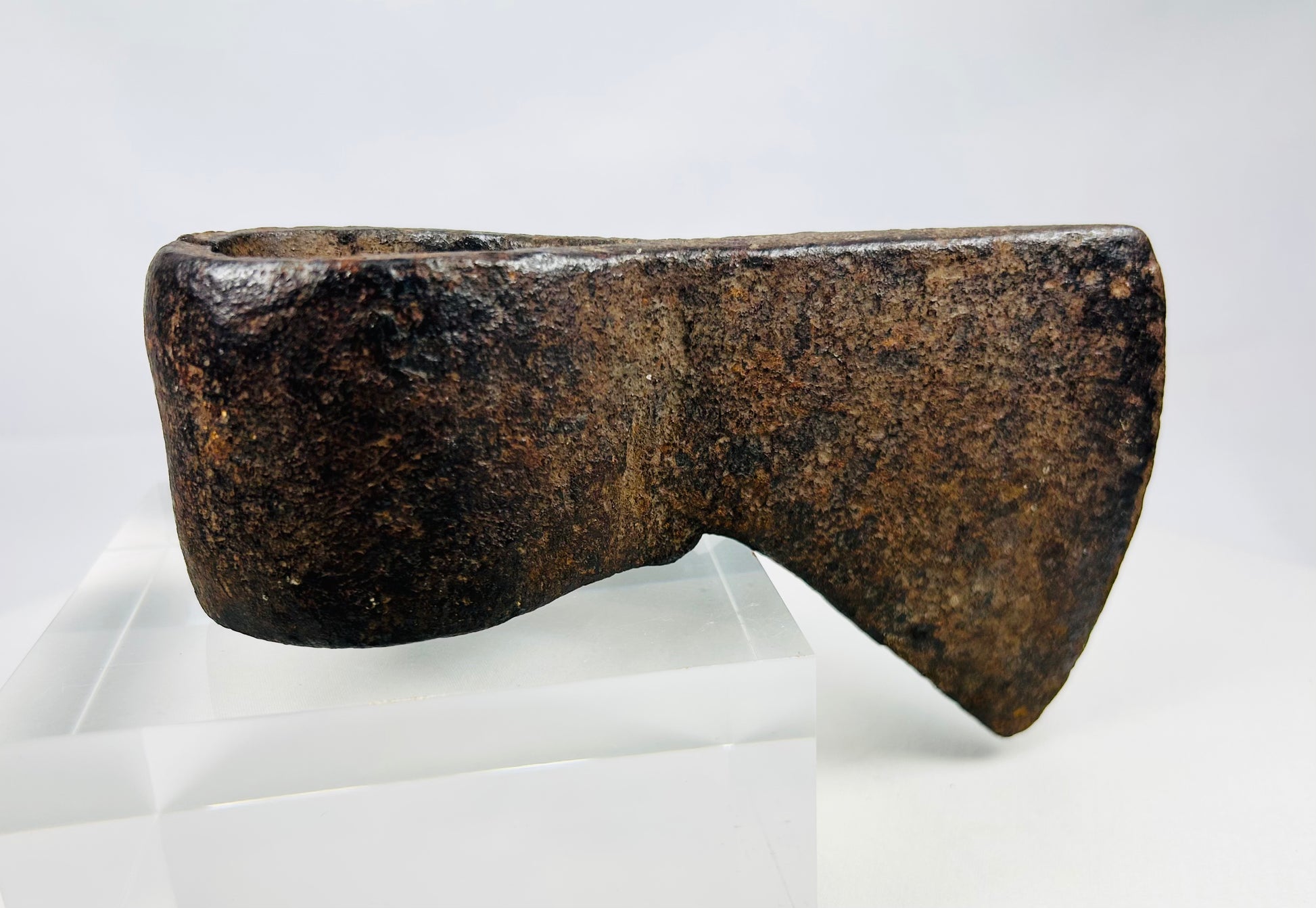 Authentic Fur Trade tomahawk-style axe head with flared blade and deep antique patina