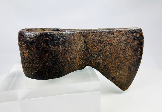 Authentic Fur Trade tomahawk-style axe head with flared blade and deep antique patina