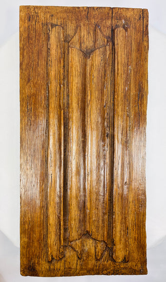 Authentic 16th-century carved oak architectural relic mounted for display