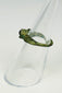 Archaeological Roman jewelry artifact displayed on museum-style black presentation stand