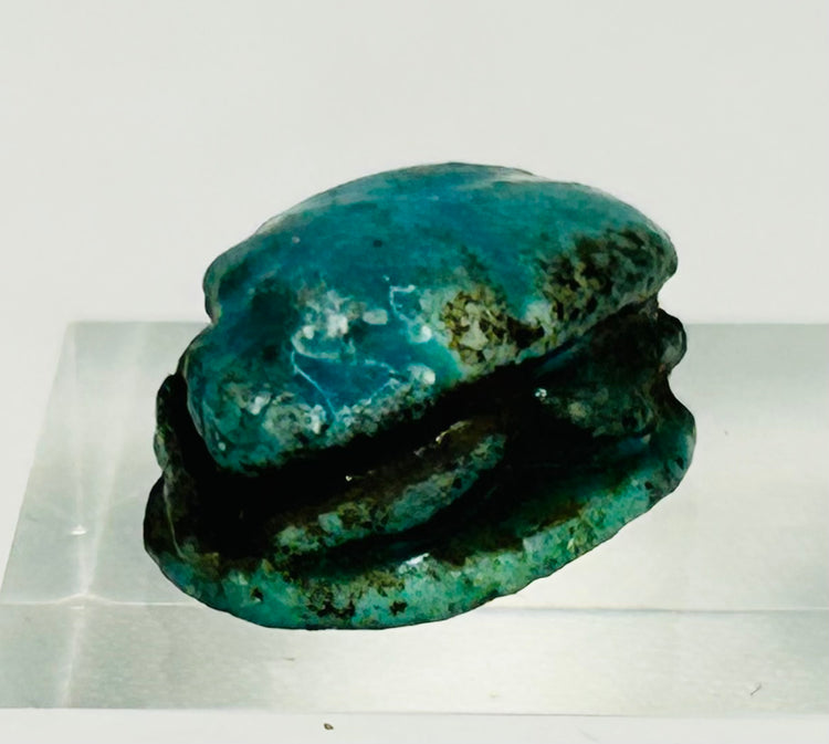 Ancient Egyptian blue glazed steatite scarab amulet dated circa 1500–1100 BCE