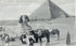 Early 20th-century Egyptian postcard showing the Great Sphinx and Great Pyramid of Giza with travellers and camels