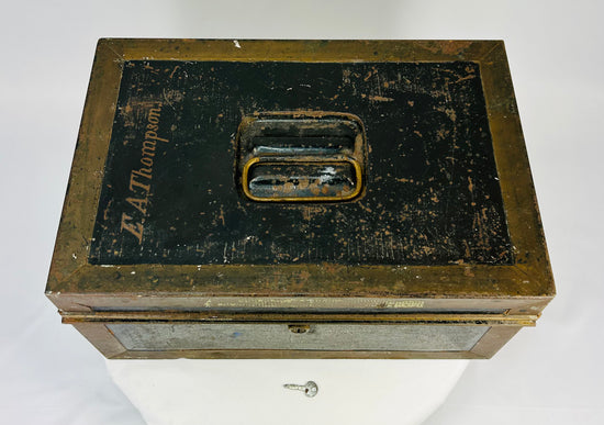 Historic painted iron strongbox with complete U.S. and British naval and military archive inside