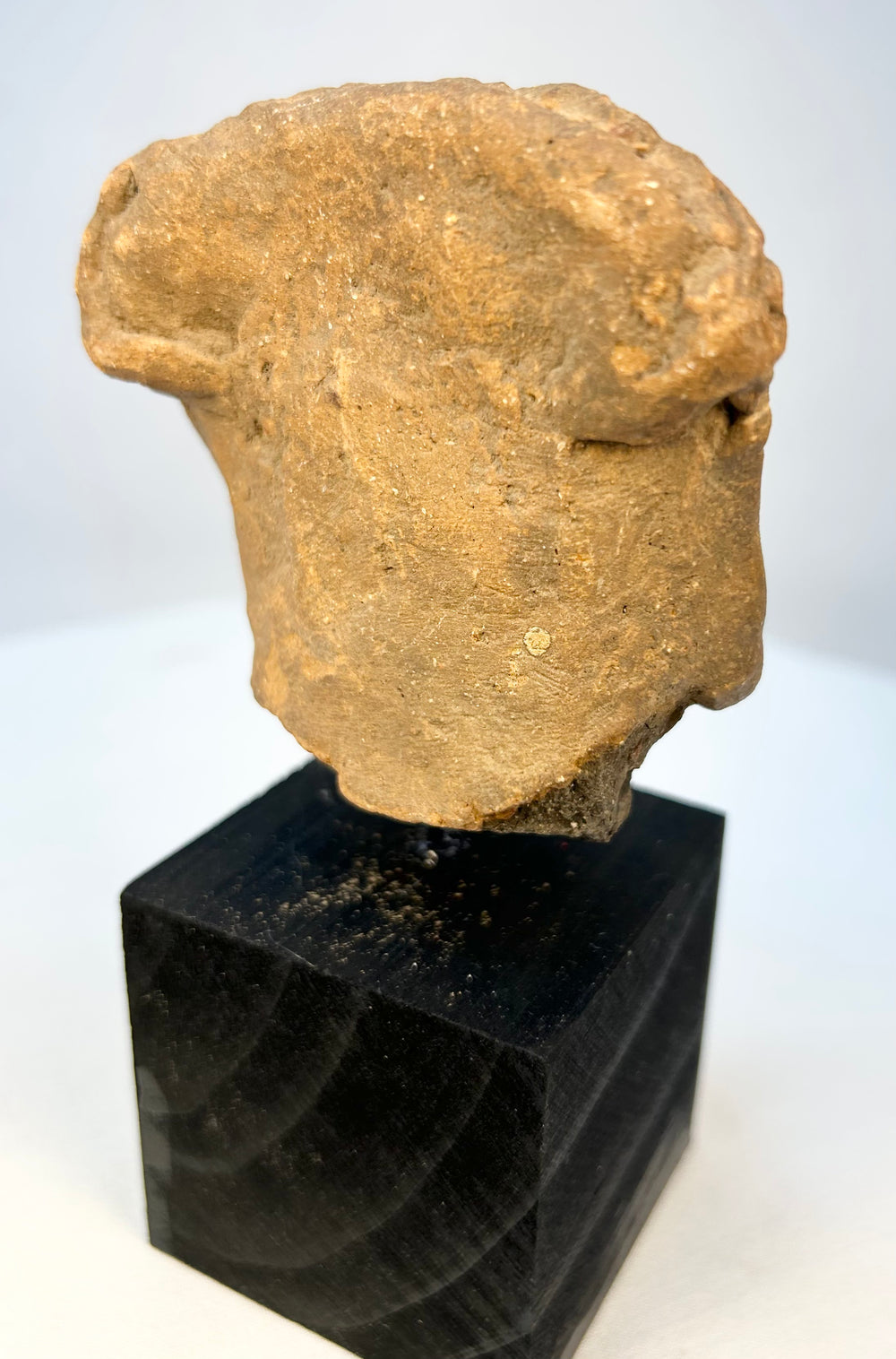 Ancient terracotta ceremonial head sculpture fragment, Pre-Columbian era