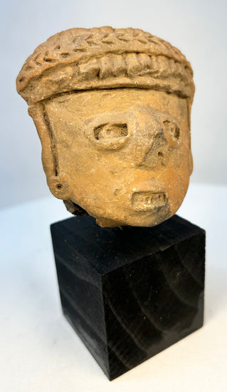 Ancient West Mexico terracotta figure head, archaeological relic