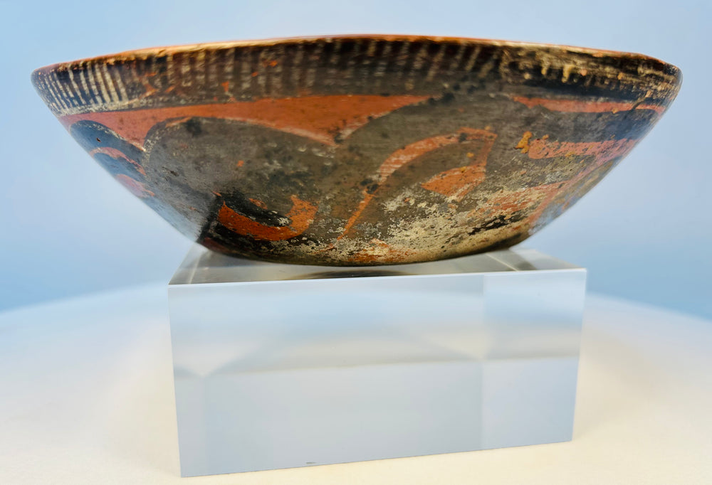 Pre-Columbian artifact pottery bowl showcasing interior wear and patina