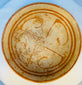 Authentic Pre-Columbian ceramic bowl, cream slip with orange painted lines