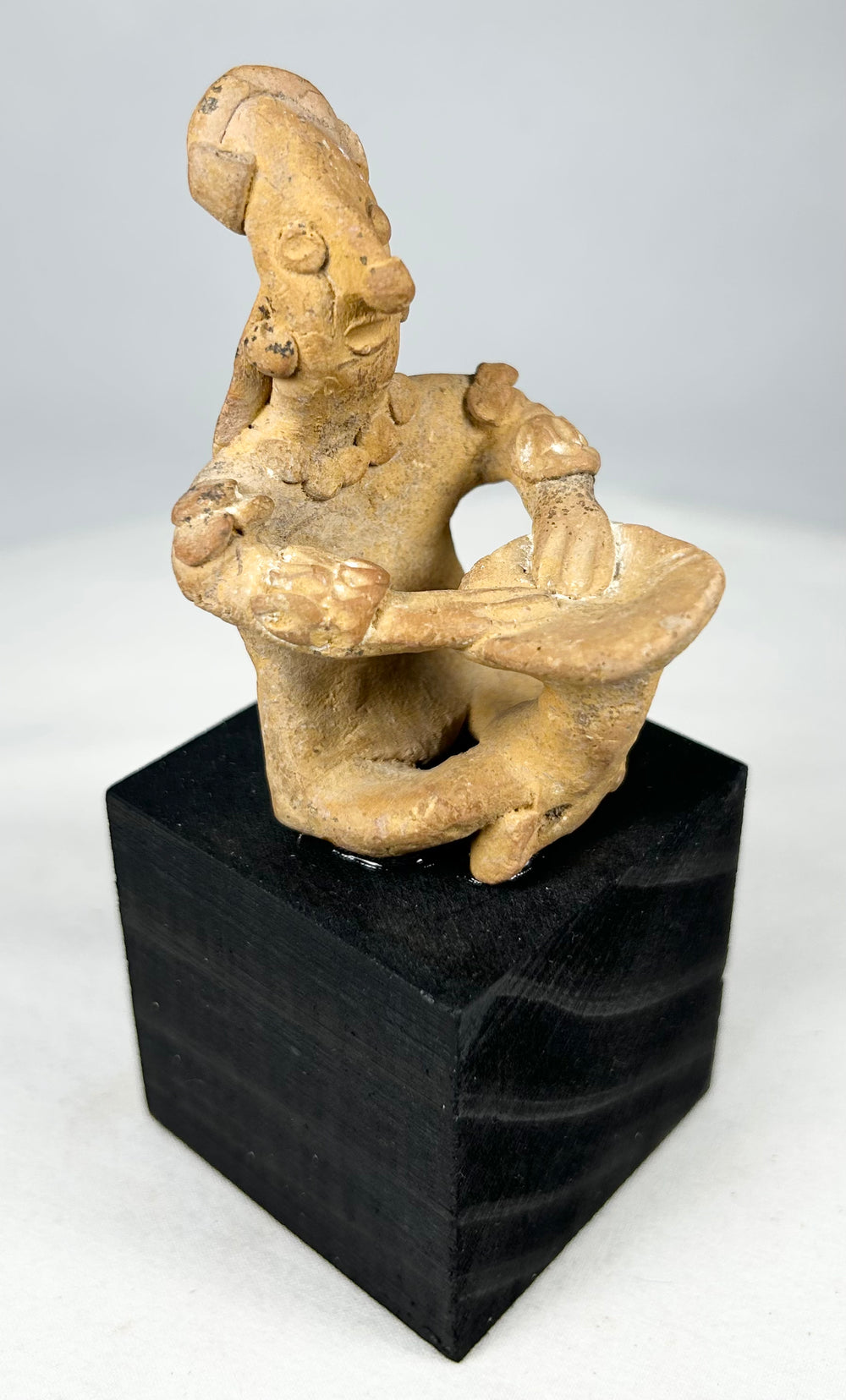 Museum-quality Pre-Columbian terracotta musician sculpture representing ceremonial music and spiritual tradition