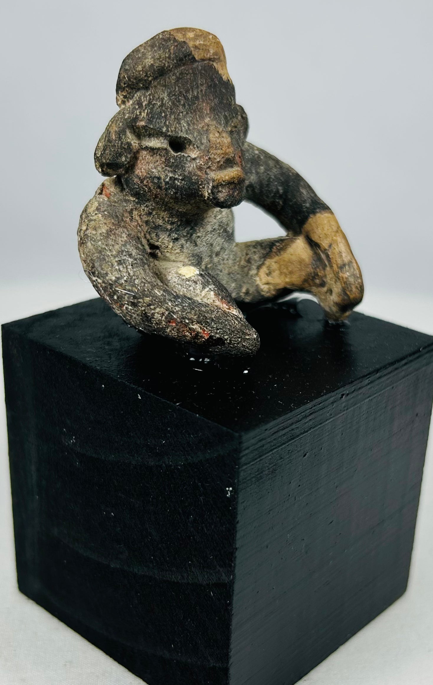 Ancient West Mexican shaft tomb terracotta seated figure representing spiritual and funerary tradition