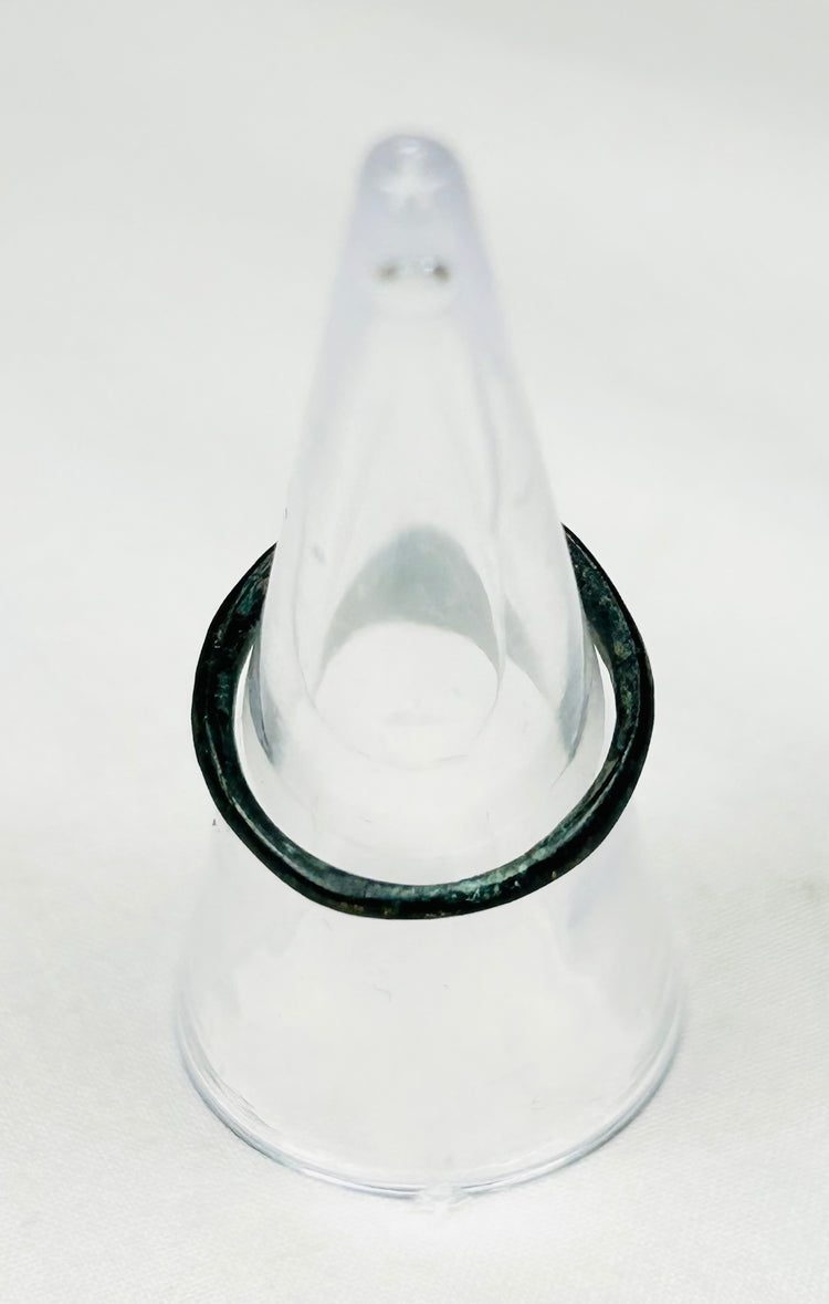 Roman Empire bronze ring from 1st–4th century CE with rodent bezel and aged surface texture