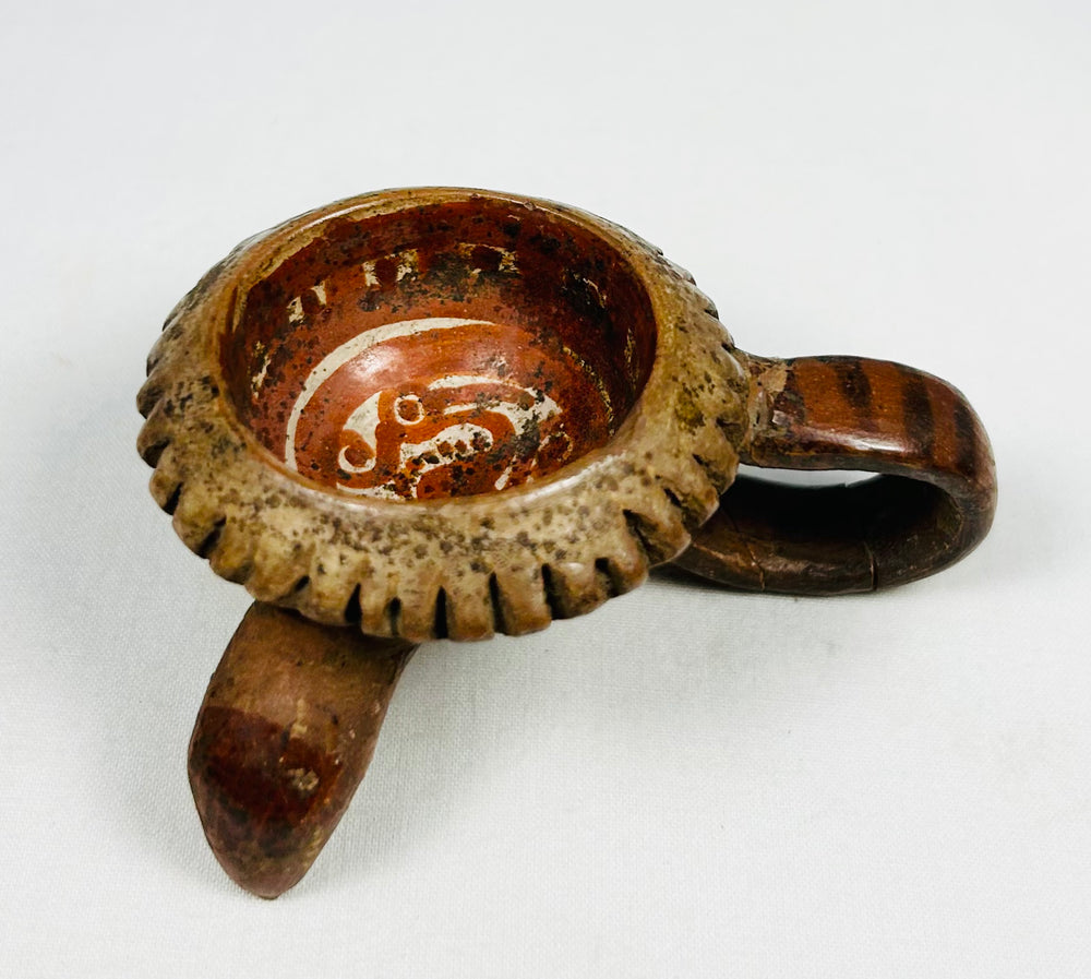Ancient West Mexico terracotta tripod bowl with red slip interior