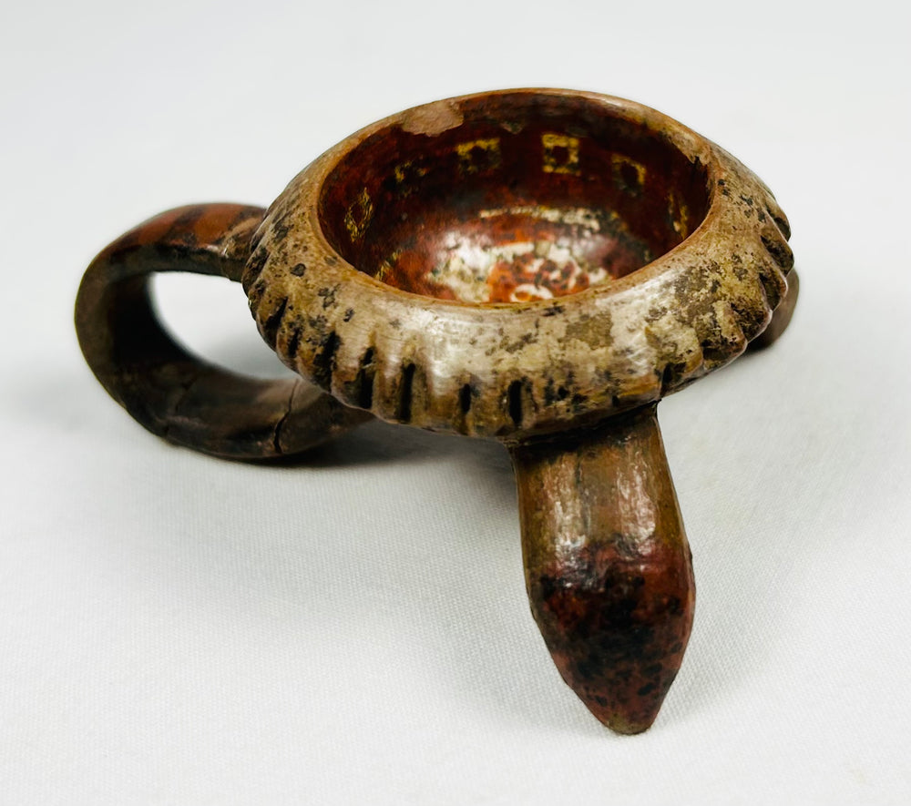 Ancient West Mexican terracotta tripod offering vessel