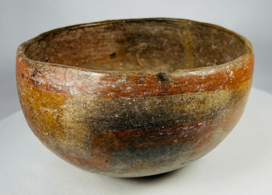 West Mexican Pre-Columbian clay bowl with aged surface and pigments