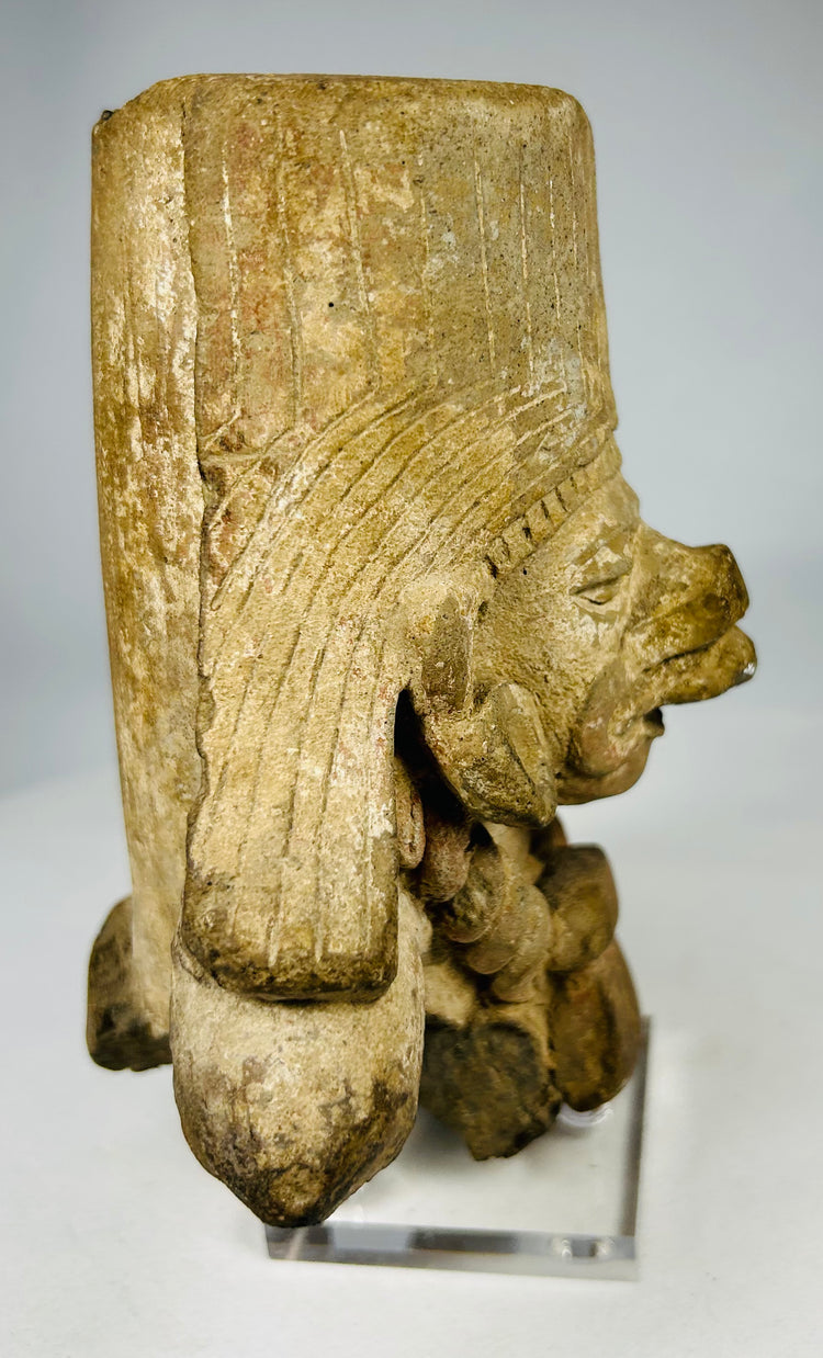 Ancient West Mexican sculptural head with incense vessel form