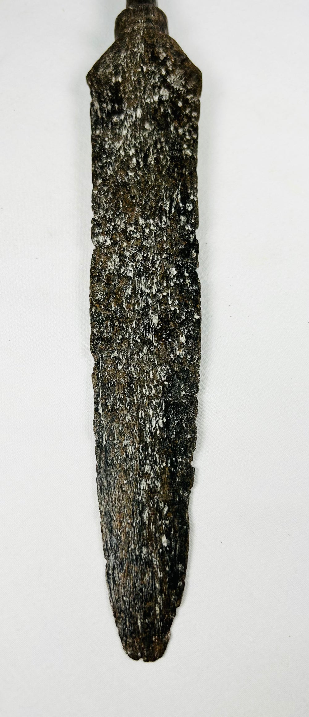 Authentic 18th century European iron spear point with aged patina and craftsmanship