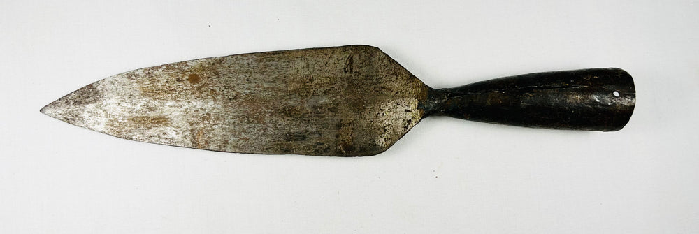Close-up of 18th century Indo-Persian spear point highlighting convex blade surface