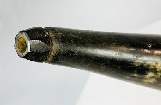 Natural animal horn powder horn with hand-finished surface and age wear