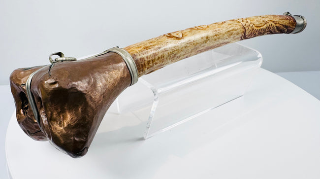 Rare Himalayan kangling ritual instrument fashioned from human femur bone for Tibetan Buddhist ceremonial use