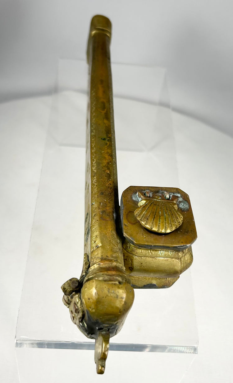 Antique Ottoman travelling ink and pen case showing engraved floral and geometric motifs