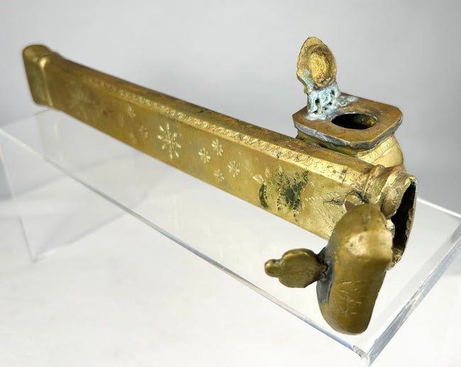 Historic Ottoman Empire bronze ink and pen case used by educated elites
