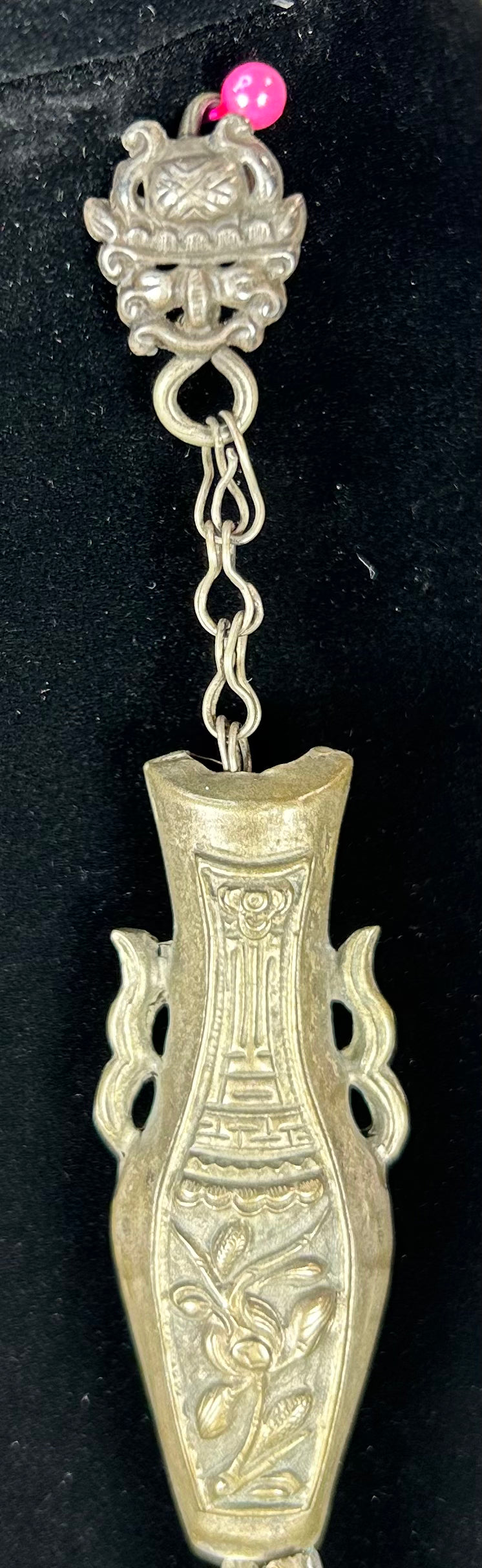 Two antique Chinese silver suspended ornaments from the late Qing era