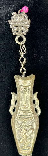 Two antique Chinese silver suspended ornaments from the late Qing era