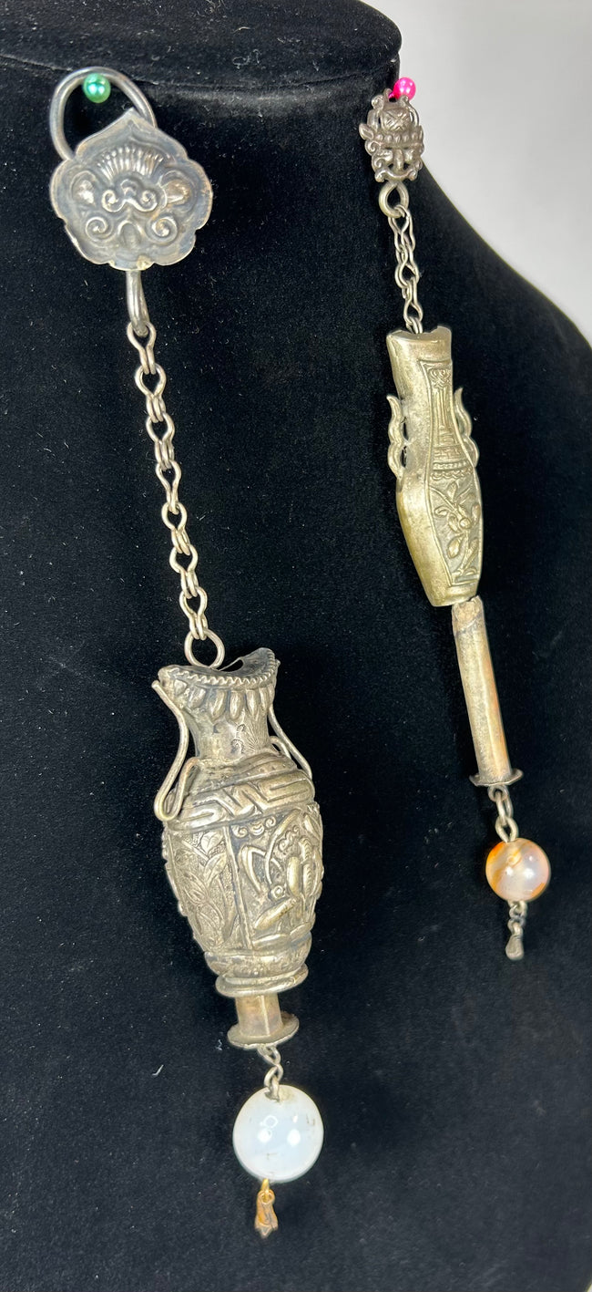 Late Qing Dynasty silver personal ornament with original patina