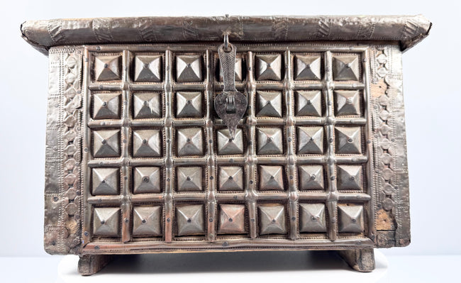 Antique Indian Brass-Clad Hardwood Lidded Box | Circa Late 19th Century