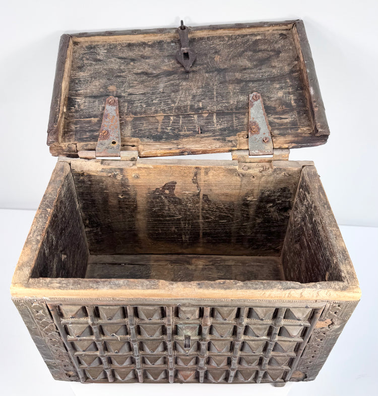 Antique Indian Brass-Clad Hardwood Lidded Box | Circa Late 19th Century