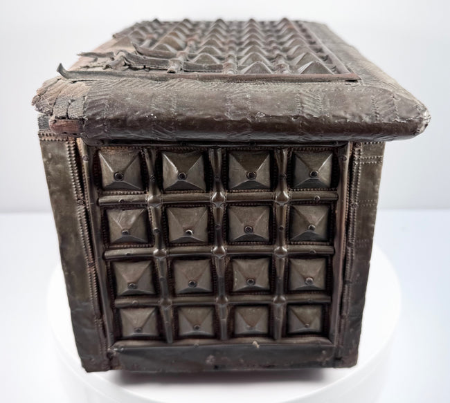 Antique Indian Brass-Clad Hardwood Lidded Box | Circa Late 19th Century