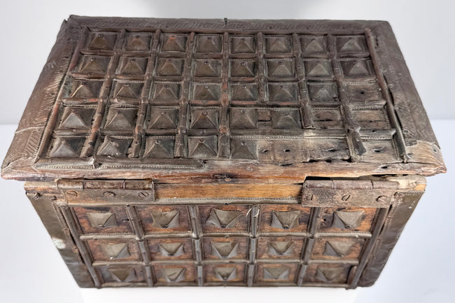 Antique Indian Brass-Clad Hardwood Lidded Box | Circa Late 19th Century